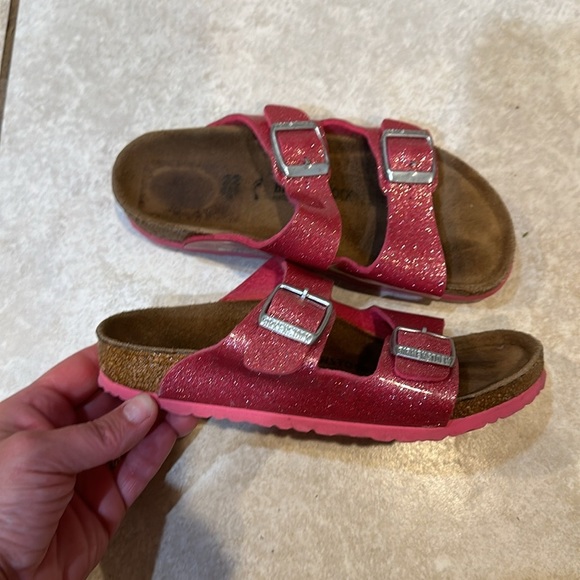Birkenstock Arizona Pink Glitter Sandals 32 - Picture 2 of 7